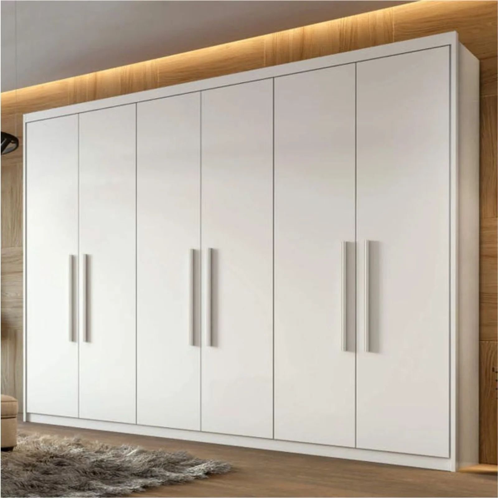 Guarda Roupa Casal 2,43m 6 Portas 5 Gavetas Áries Móveis Lopas Branco - 1
