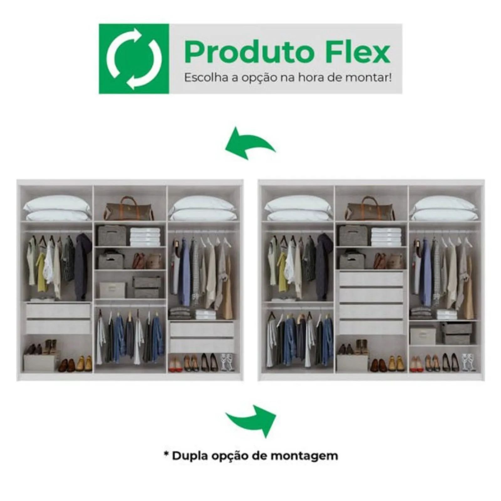 Guarda Roupa Casal 2,43m 6 Portas 5 Gavetas Áries Móveis Lopas Branco - 4