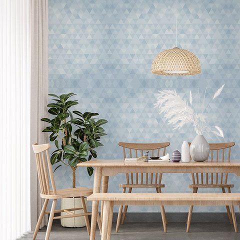 Papel de Parede Adesivo Geométrico Triângulo Azul - 2,5m