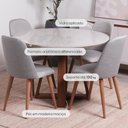 Ver imagem 2 de Conjunto de Jantar Mesa Redonda com Vidro Bennett 115 Cm 4 Cadeiras New Drop - Natural C/ Cinza