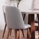 Ver imagem 3 de Conjunto de Jantar Mesa Redonda com Vidro Bennett 115 Cm 4 Cadeiras New Drop - Natural C/ Cinza