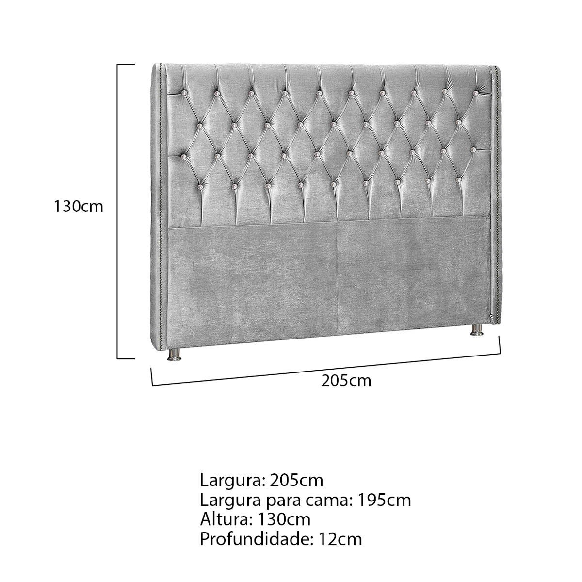Cabeceira King Tóquio P04 195 cm Suede - Amarena Móveis - Cinza TCA 940 - 3