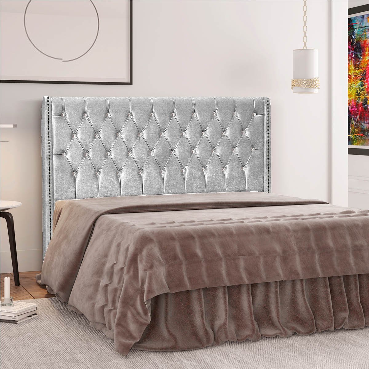 Cabeceira King Tóquio P04 195 cm Suede - Amarena Móveis - Cinza TCA 940 - 2