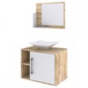 Ver imagem 2 de Armário de Banheiro com Cuba e Espelho 1 Porta 2 Prateleiras Carvalho/Branco Chess 13689 - Compace