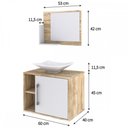 Ver imagem 3 de Armário de Banheiro com Cuba e Espelho 1 Porta 2 Prateleiras Carvalho/Branco Chess 13689 - Compace