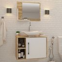 Ver imagem 1 de Armário de Banheiro com Cuba e Espelho 1 Porta 2 Prateleiras Carvalho/Branco Chess 13689 - Compace