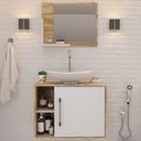 Ver imagem 5 de Armário de Banheiro com Cuba e Espelho 1 Porta 2 Prateleiras Carvalho/Branco Chess 13689 - Compace