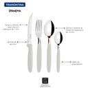 Ver imagem 4 de Kit Caçarola Aço Inox Solar 4,7 Litros Pit 1 + Faqueiro 24 Peças Ipanema Cabo Branco - Tramontina