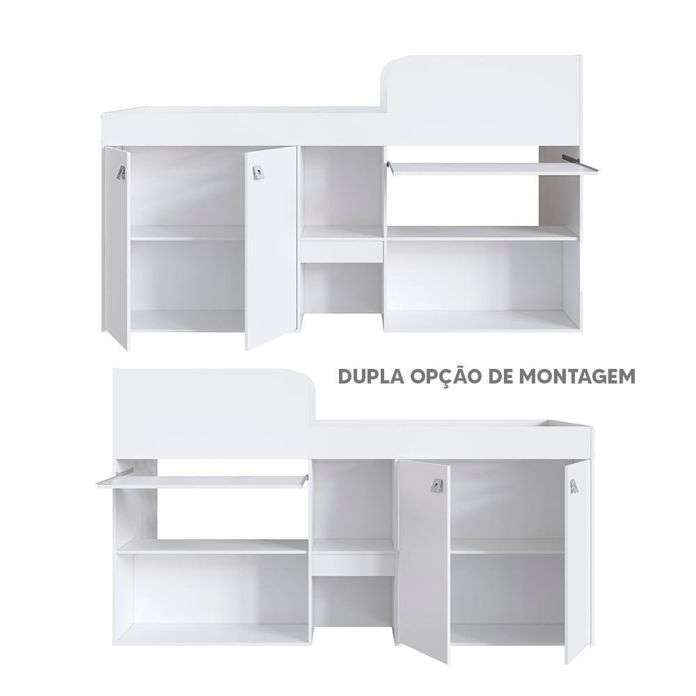 Cama Multifuncional Solteiro com Escrivaninha Branco Marlet Shop Jm - 3
