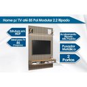 Ver imagem 4 de Rack Bancada C/ Painel P/ Tv até 85 Pol Modular 2.2 Ripado 2 Portas 1 Prat. 219x250cm Tauari/gris
