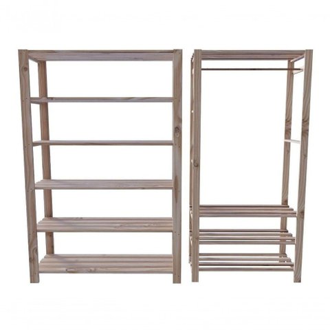 Arara Nova Reforçada e Estante Minimalista de Chão Decorativa Combo Sala