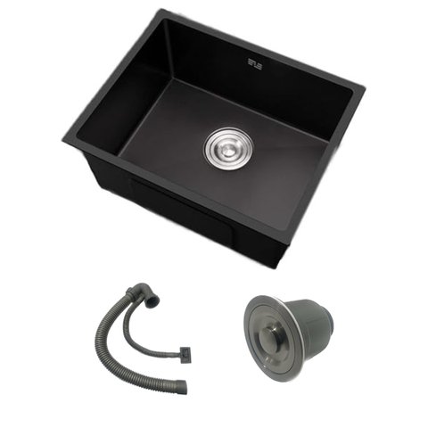 Cuba Cozinha Inox Preta Quadrada Gourmet 50x40 C/ Acessórios