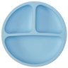 Prato de Silicone Bebe Alimentação Infantil +6 Meses c/ Ventosas 3 Divisórias Azul Buba Prato - Prat - 1