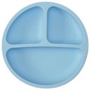 Ver imagem 1 de Prato de Silicone Bebe Alimentação Infantil +6 Meses c/ Ventosas 3 Divisórias Azul Buba Prato - Prat