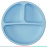 Prato de Silicone Bebe Alimentação Infantil +6 Meses c/ Ventosas 3 Divisórias Azul Buba Prato - Prat - 6