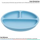 Ver imagem 3 de Prato de Silicone Bebe Alimentação Infantil +6 Meses c/ Ventosas 3 Divisórias Azul Buba Prato - Prat