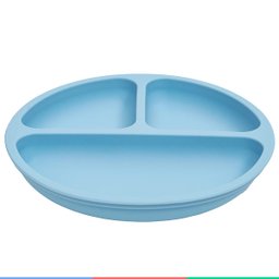 Prato de Silicone Bebe Alimentação Infantil +6 Meses c/ Ventosas 3 Divisórias Azul Buba Prato - Prat - 5 Prato de Silicone Bebe Alimentação Infantil +6 Meses c/ Ventosas 3 Divisórias Azul Buba Prato - Prat - 5