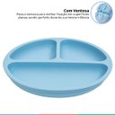 Ver imagem 2 de Prato de Silicone Bebe Alimentação Infantil +6 Meses c/ Ventosas 3 Divisórias Azul Buba Prato - Prat