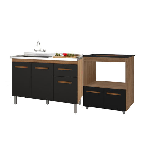 Balcão de Pia Anita 120cm Balcão para Cooktop 5 Bocas Elisa Cozinha Compacta Bancada Multiuso-moblis