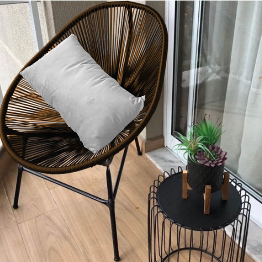 Poltrona Cadeira Acapulco Sala Jardim Varanda Marrom Com Almofada Quadrada Corino Branco - Ahazzo Mó - 1