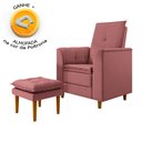 Ver imagem 1 de Poltrona de Amamentação Quarto Infantil com Puff Kate Pés Palito Veludo Rosê + Binde Amofada New Bel