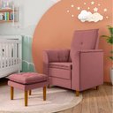 Ver imagem 2 de Poltrona de Amamentação Quarto Infantil com Puff Kate Pés Palito Veludo Rosê + Binde Amofada New Bel