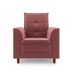 Poltrona de Amamentação Quarto Infantil com Puff Kate Pés Palito Veludo Rosê + Binde Amofada New Bel - 6