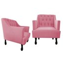 Ver imagem 1 de Kit 2 Poltronas Decorativa Julia Suede Rosa Pés Madeira Mz Decor