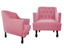 Ver imagem 1 de Kit 2 Poltronas Decorativa Julia Suede Rosa Pés Madeira Mz Decor