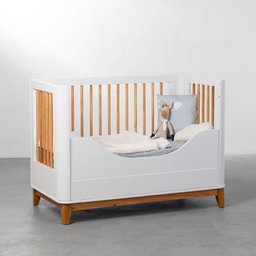 Kit Quarto Infantil Boom com Pés Square Mel - Berço Slim Evolutivo + Cômoda + Guarda-roupa + Poltron - 3