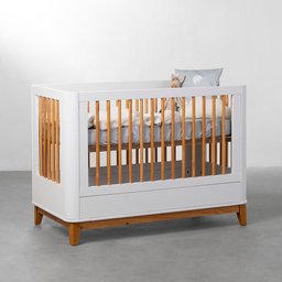 Kit Quarto Infantil Boom com Pés Square Mel - Berço Slim Evolutivo + Cômoda + Guarda-roupa + Poltron - 2