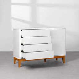 Kit Quarto Infantil Boom com Pés Square Mel - Berço Slim Evolutivo + Cômoda + Guarda-roupa + Poltron - 6