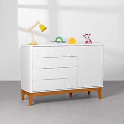 Kit Quarto Infantil Boom com Pés Square Mel - Berço Slim Evolutivo + Cômoda + Guarda-roupa + Poltron - 5