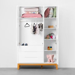 Kit Quarto Infantil Boom com Pés Square Mel - Berço Slim Evolutivo + Cômoda + Guarda-roupa + Poltron - 8