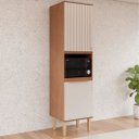 Ver imagem 1 de Paneleiro Cozinha 2 Portas Nicho Microondas Armário 100% MDF:Freijó/ Off-White