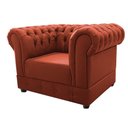 Ver imagem 4 de Conjunto Sofá Namoradeira e Poltrona Capitonê Chesterfield Suede Terracota Recepção Sala de Estar