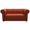 Ver imagem 2 de Conjunto Sofá Namoradeira e Poltrona Capitonê Chesterfield Suede Terracota Recepção Sala de Estar
