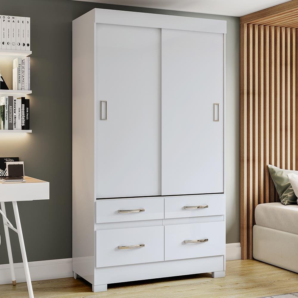 Guarda Roupa Solteiro Briz Be25 Flex 2 Portas Deslizantes Branco - Móveis Henn - 2