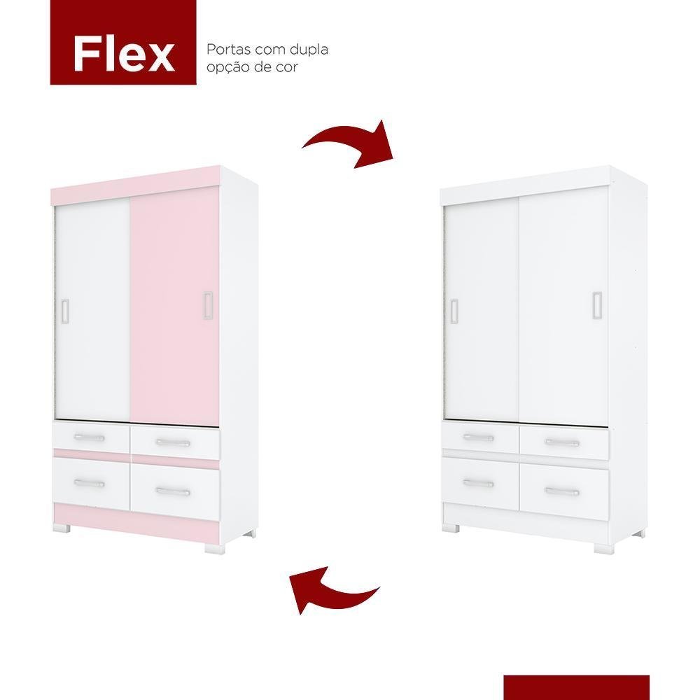 Guarda Roupa Solteiro Briz Be25 Flex 2 Portas Deslizantes Branco - Móveis Henn - 4