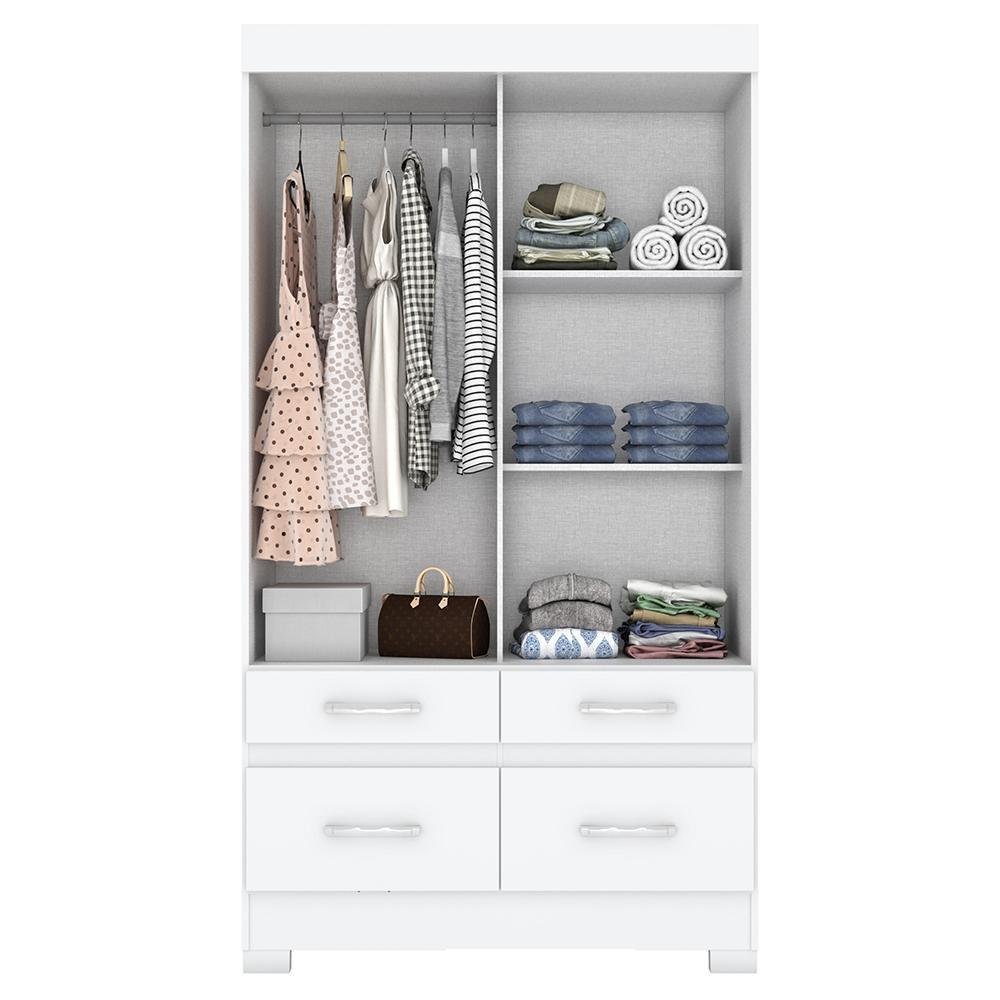 Guarda Roupa Solteiro Briz Be25 Flex 2 Portas Deslizantes Branco - Móveis Henn - 3