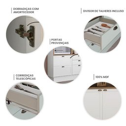 Cozinha Modulada Cristal 280 Cm Conjunto Provençal Completo Cor:branco com Ébano - 6