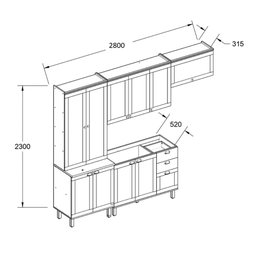 Cozinha Modulada Cristal 280 Cm Conjunto Provençal Completo Cor:branco com Ébano - 4