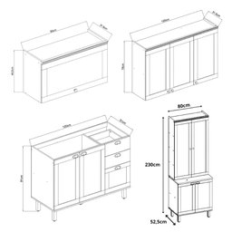 Cozinha Modulada Cristal 280 Cm Conjunto Provençal Completo Cor:branco com Ébano - 5
