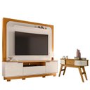 Ver imagem 1 de Estante Home Theater Nilo com Pés com Aparador Estoril Cinamomo Off White - Madetec