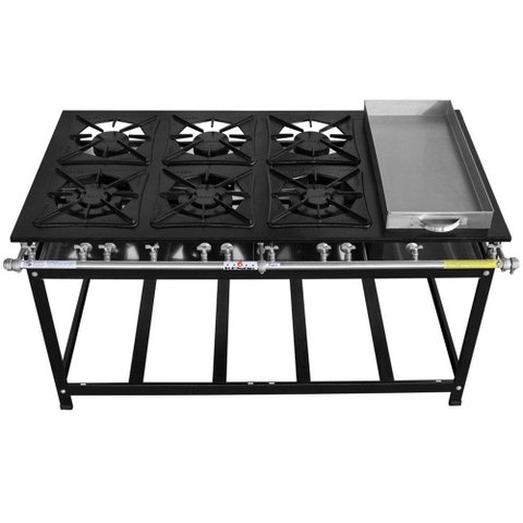 Fogão Super 40 Kenok 6 Bocas 3 Simples com Banho Maria Baixa Pressão Fbsu6b.158