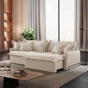 Ver imagem 4 de Sofá Cama A294 3 Lugares Retrátil e Reclinável 190cm Creme Meu Sofá Online