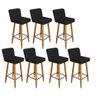 Kit 07 Banquetas Lara Preto Com Pés Castanho - 1