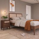 Ver imagem 1 de Cama Queen em Madeira Maciça e Palha Sintética Siena Marrom