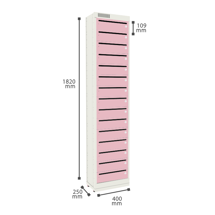 Armário de Aço para Correspondência 15 Portas - Nk 1715 Nilko Armários Rosa Flox Cadeado Padrão - 4