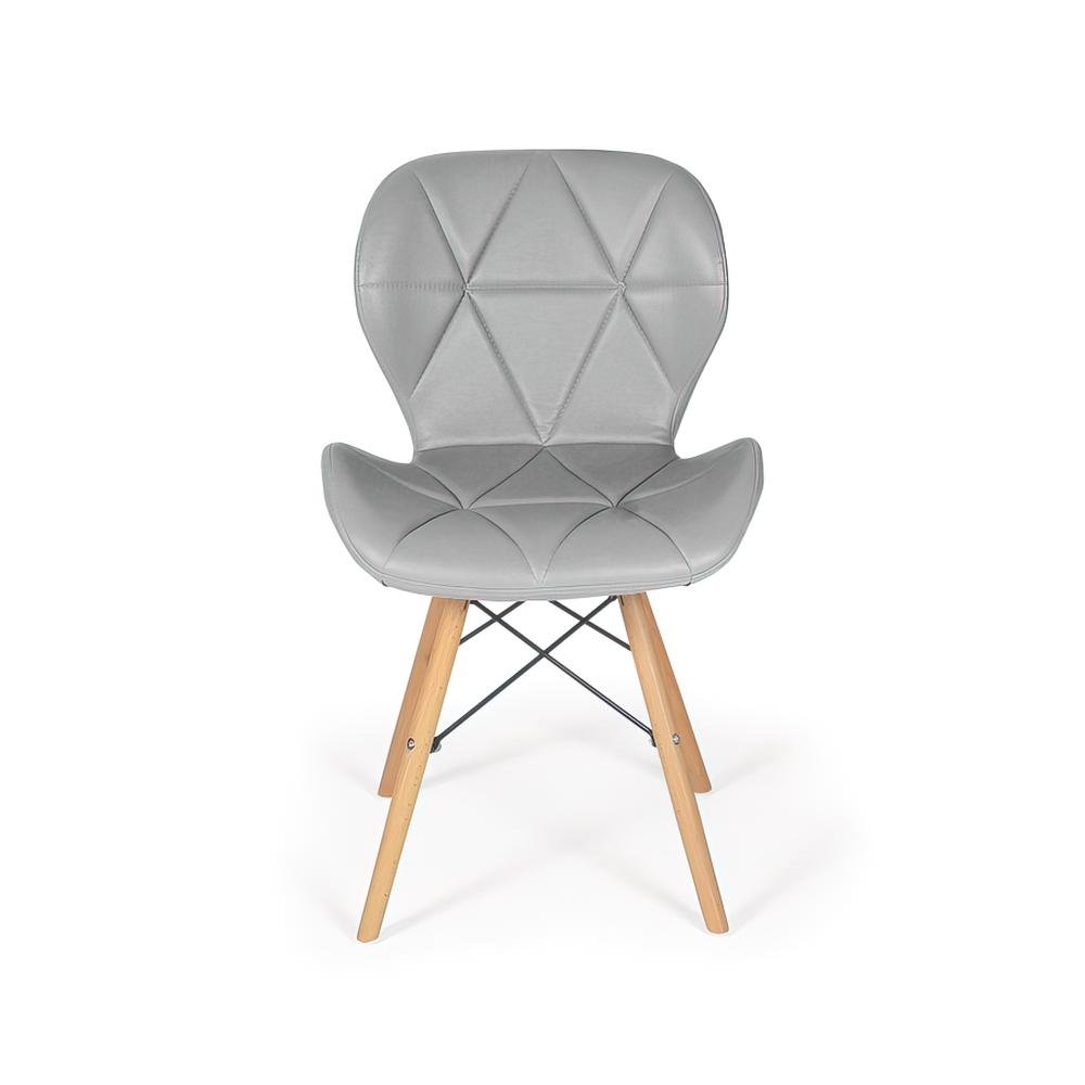 Kit 05 Cadeiras Charles Eames Eiffel Slim Wood Estofada - Cinza - 3